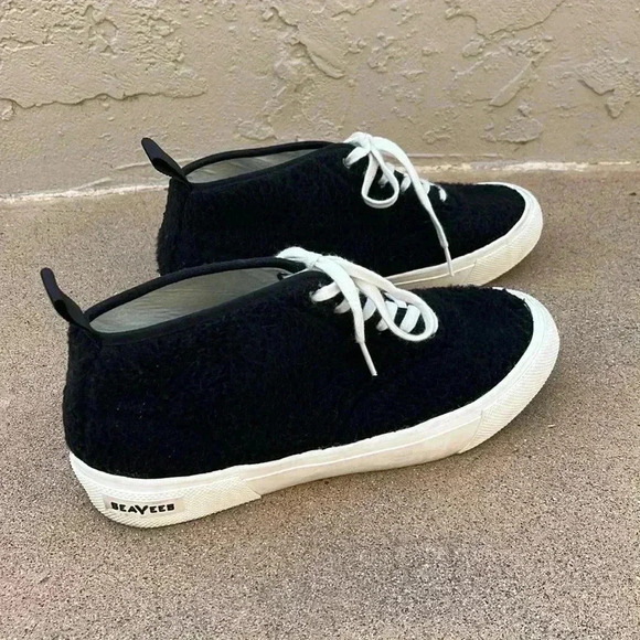 Seavees Legend 90 Black Recycled PET Shearling Shoes Sneakers Womens Size 10 - Picture 2 of 11